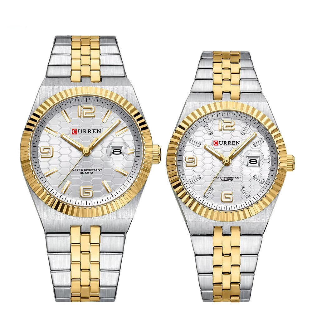 Curren 8498 couple watch set - Totone White