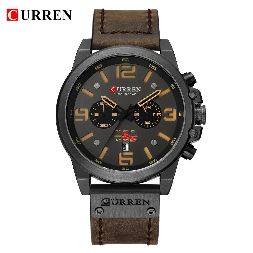 Curren Fashion Chronograph Watch - Black Yellow