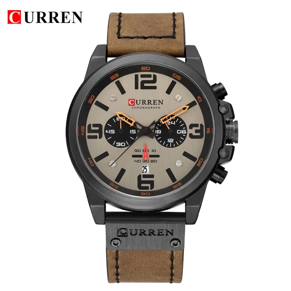 Curren Fashion Chronograph Watch - Black Brown