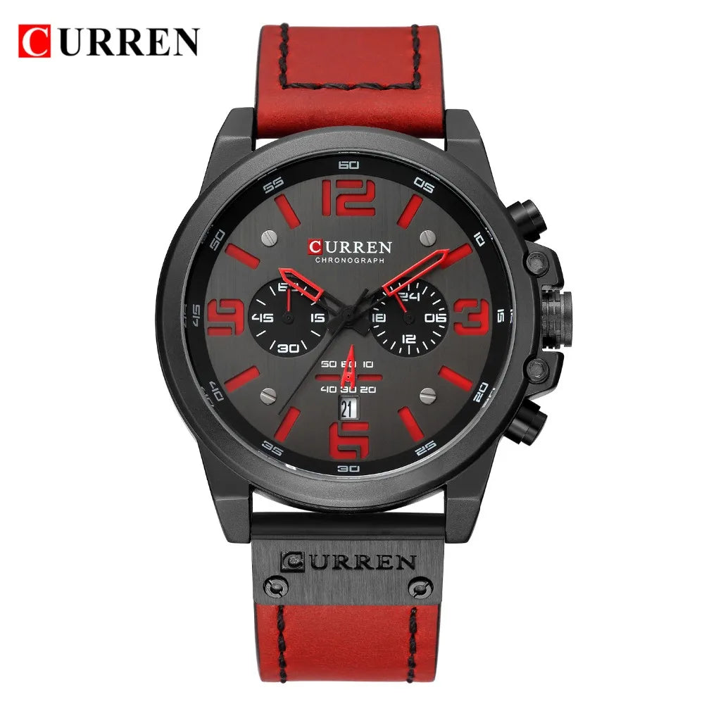 Curren Fashion Chronograph Watch - Black Red