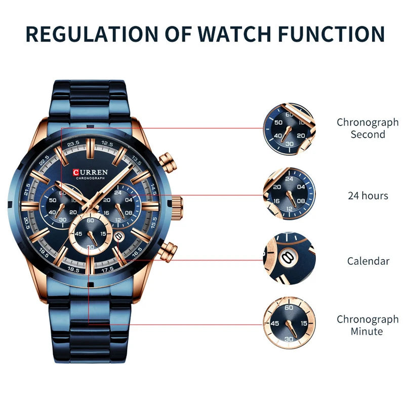 Curren Full Steel Sport Chronograph