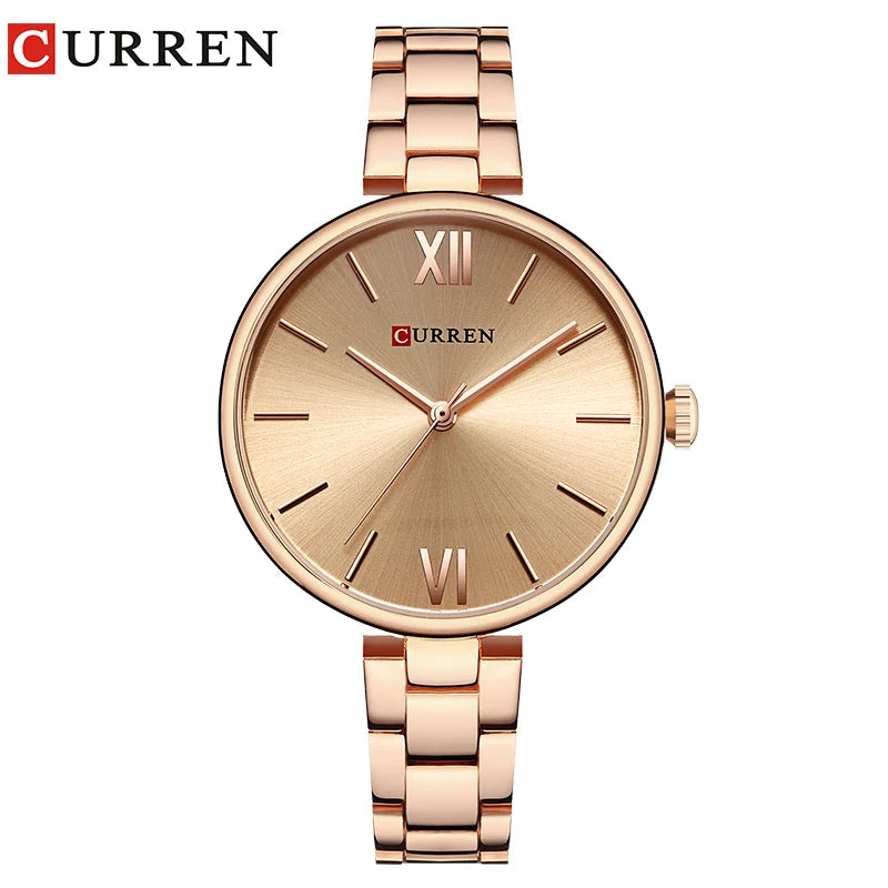 Curren Minimalist Roman Numeral Watch - Rose