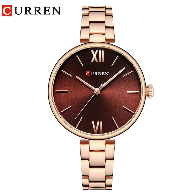 Curren Minimalist Roman Numeral Watch - Rose Coffee