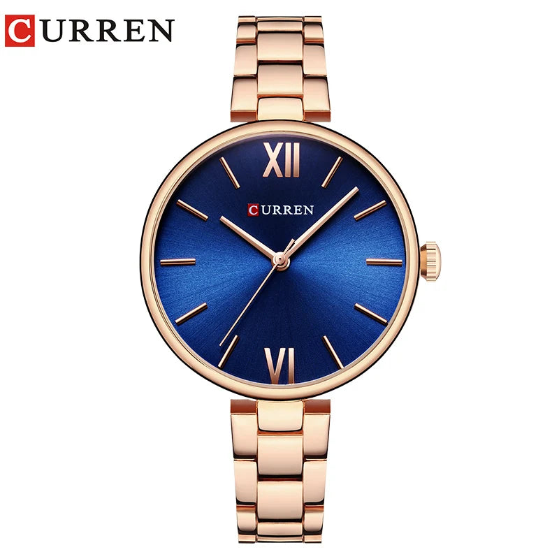 Curren Minimalist Roman Numeral Watch - Rose Blue