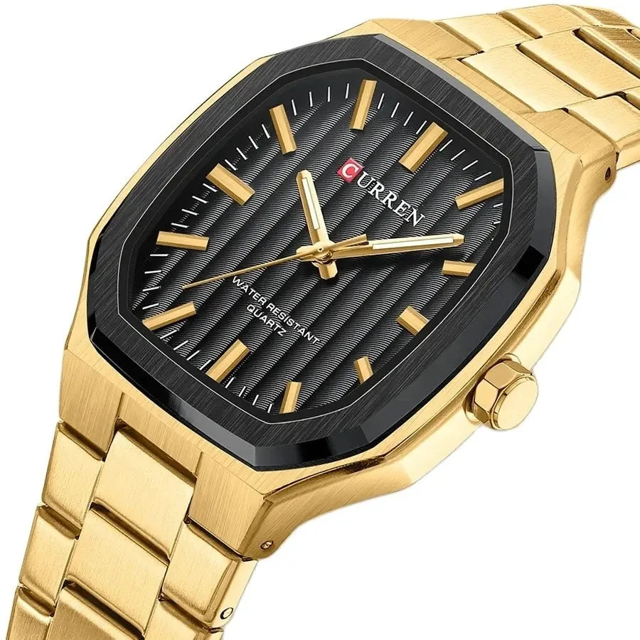 Curren Square-Case Sport Watch — Steel Band