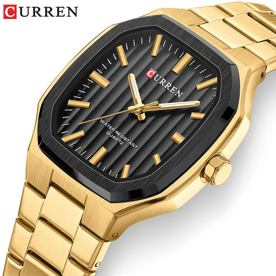 Curren Square-Case Sport Watch — Steel Band