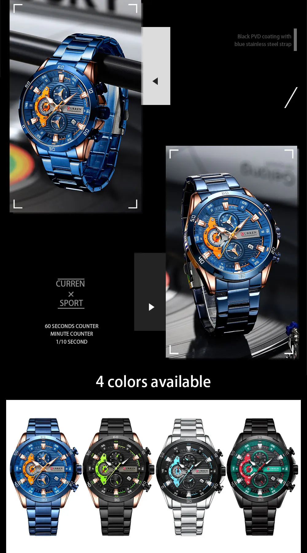 Curren 8402 Three-Hand Steel Watch, AliExpress angle 4