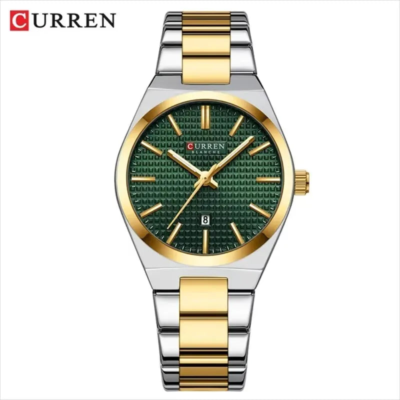 Curren 8439L Luxury Gold Green Watch For Women Original Waterproof Stainless Steel Woman Watches Simple Quartz Wristwatches
