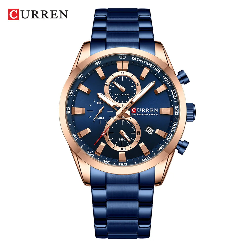 Curren Quartz Chrono Sport Watch - Blue