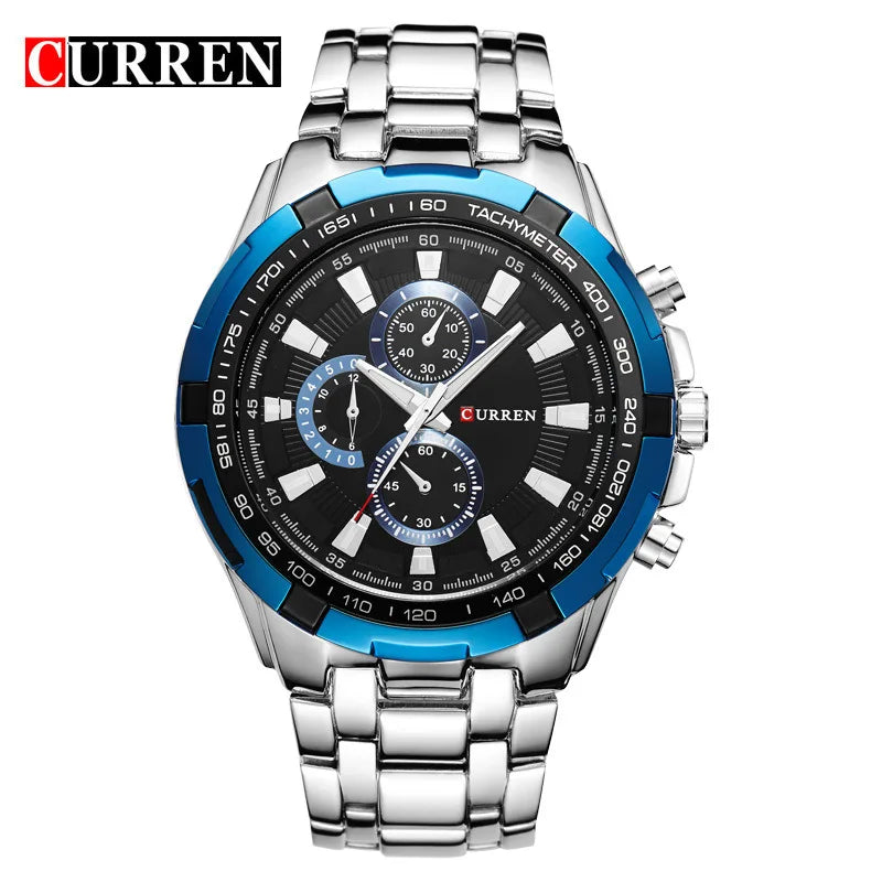 Curren Top Brand Tachymeter Chronograph - Silver Blue