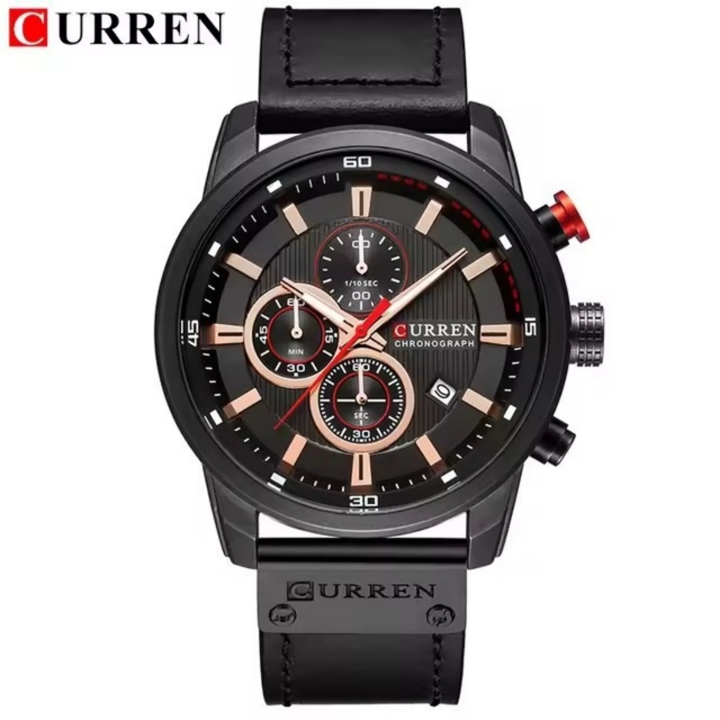 Curren Business Watch — Leather Strap, Calendar Function