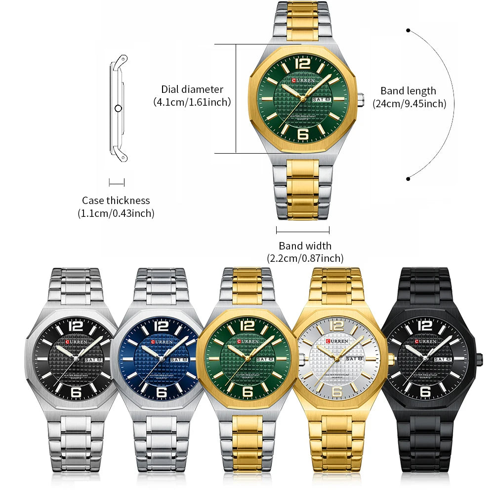 CURREN 8476 Fashion Minimalist Men's Quartz Watches Stainless Steel Band Casual Business Day-Date Dial Luminous Hands Wristwatches