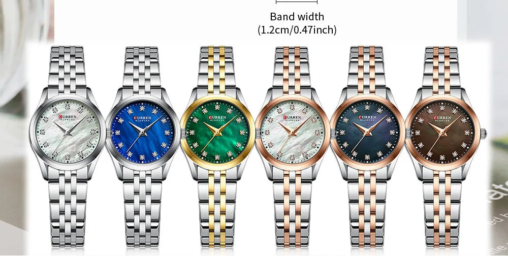 Curren Rhinestone Shell-Dial Watch — Two-Tone Steel, Women's