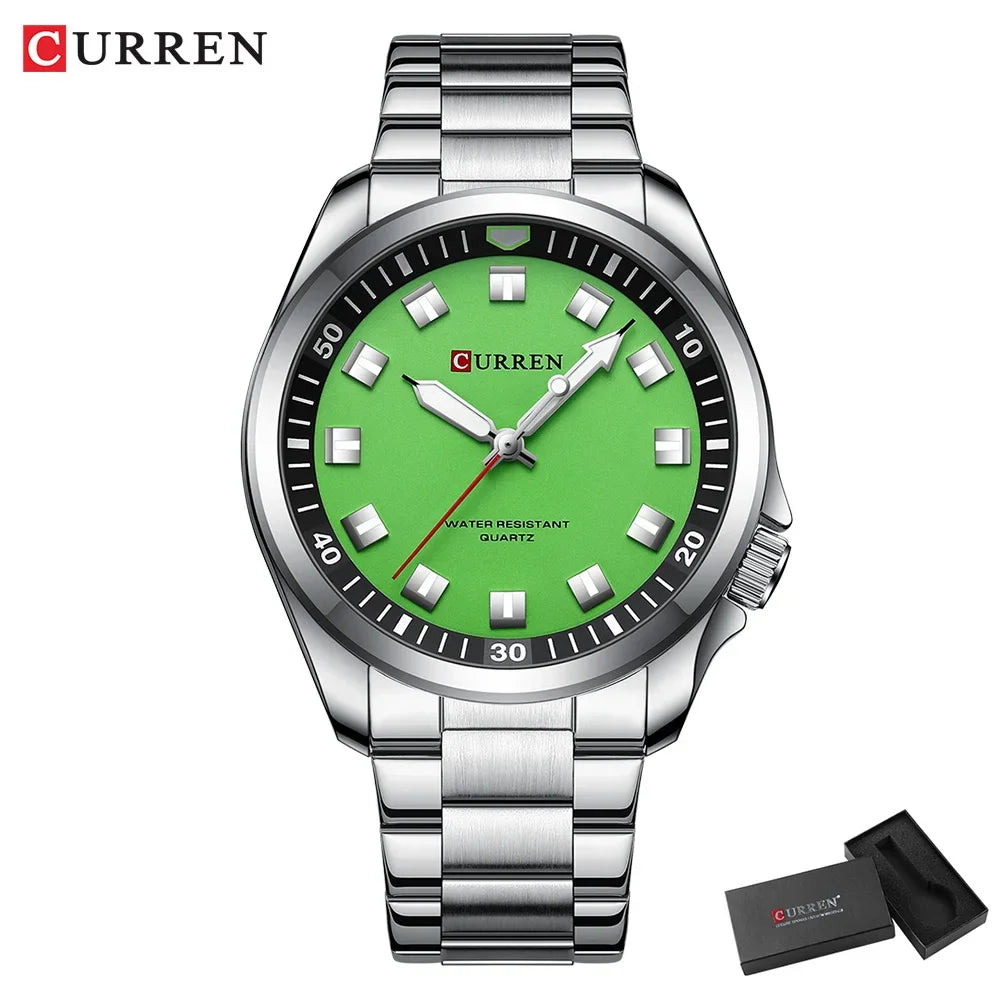 Curren Diver-Style Watch - Silver Green