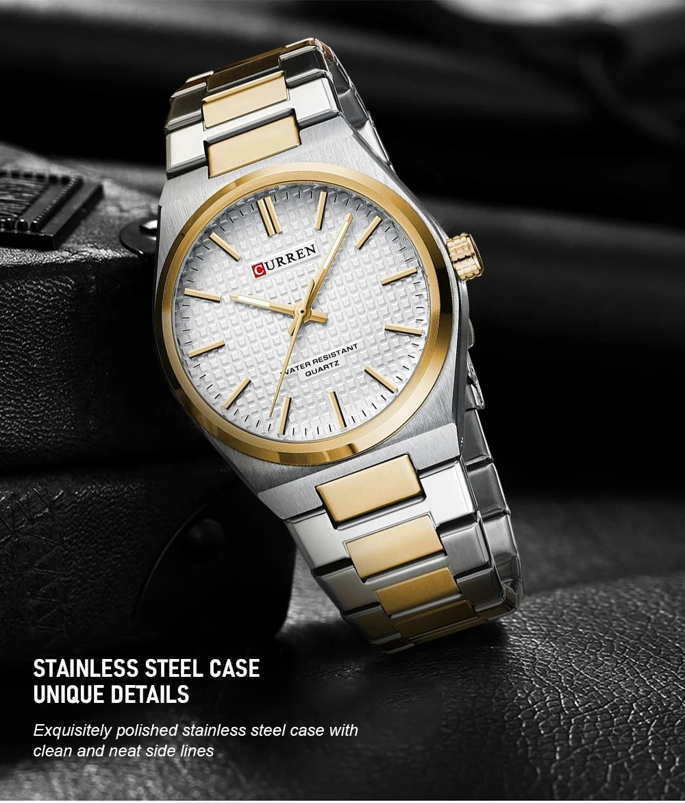 Curren 8439 Gold-Green Watch angled view