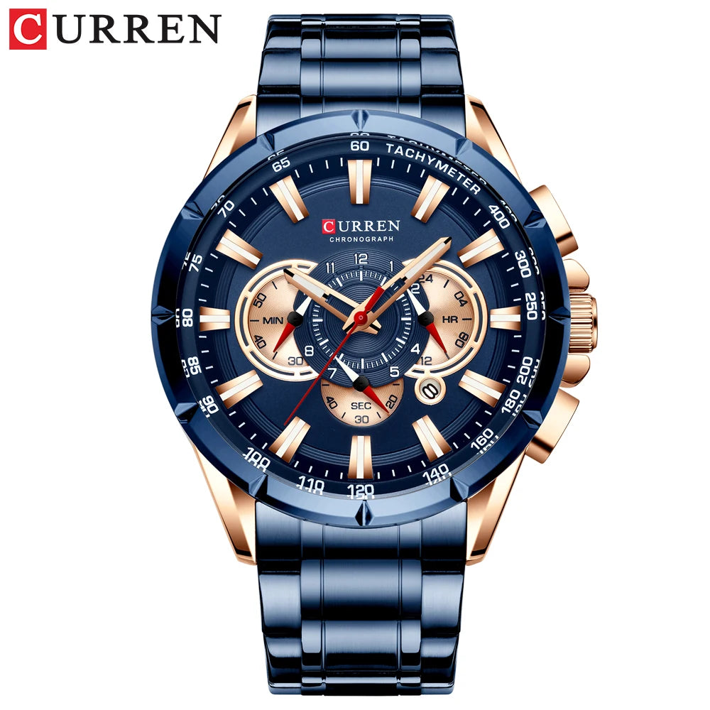 Curren 8363 Casual Sport Chronograph - Rose Blue