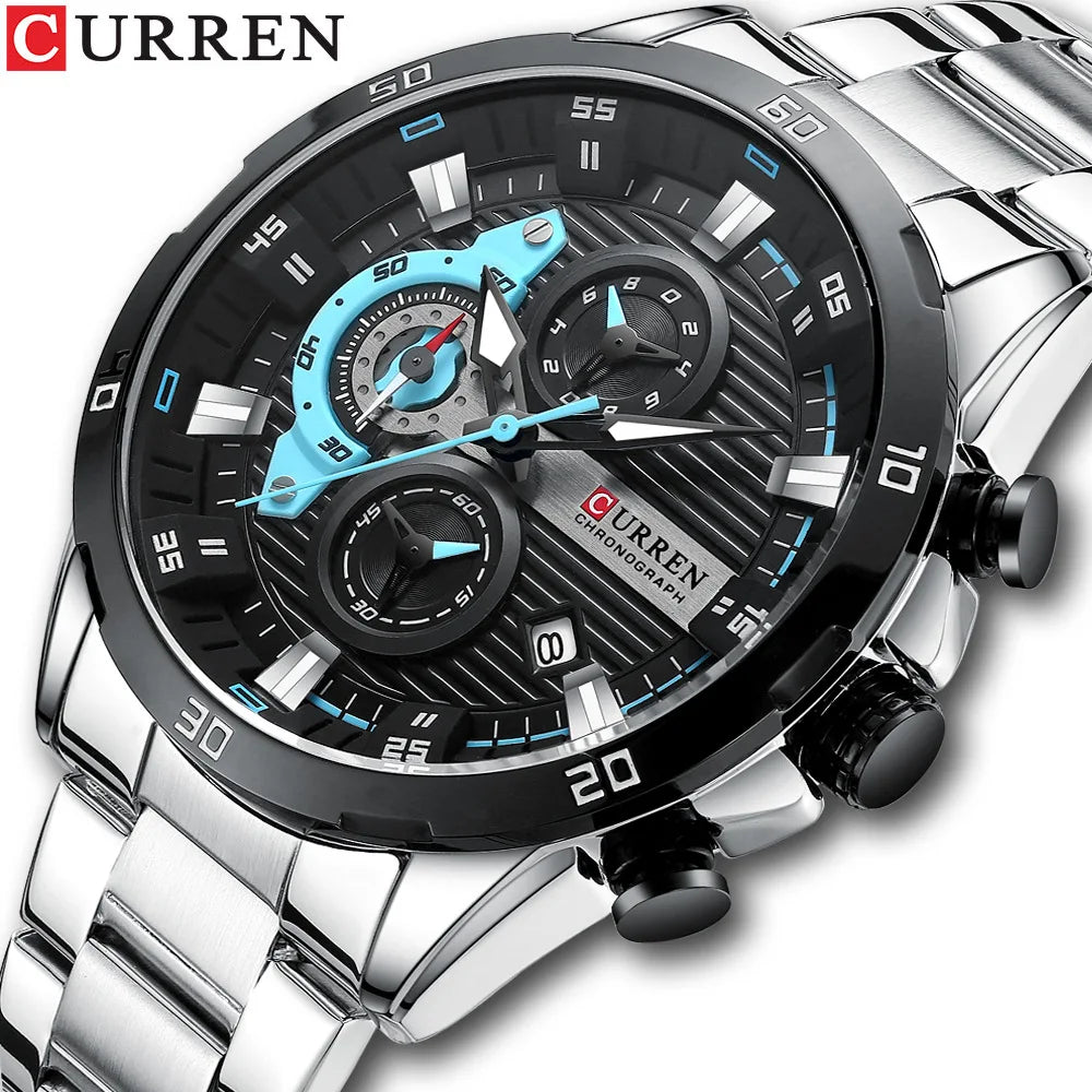 Curren 8402 Luminous Dial Chronograph case detail