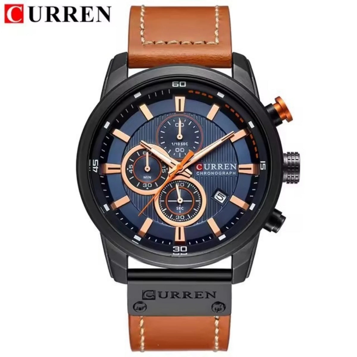 Curren Business Watch — Leather Strap, Calendar Function