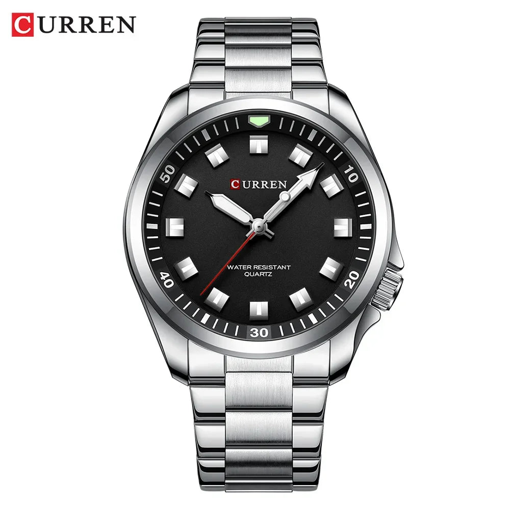 Curren Diver-Style Watch - Silver Black