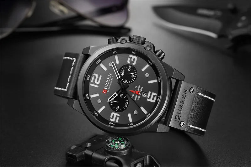 Curren 8314 Men Casual Chronograph Sport Military Calendar Quartz Wrist Watch for Man Business Leather Waterproof Male Clock