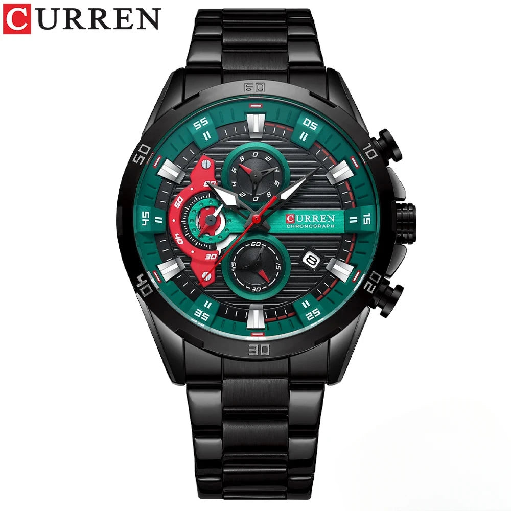 CURREN 8402 Top Brand Men's Stainless Steel Waterproof Quartz Watches Multi functional Date Three Needle Quartz Watches for Men