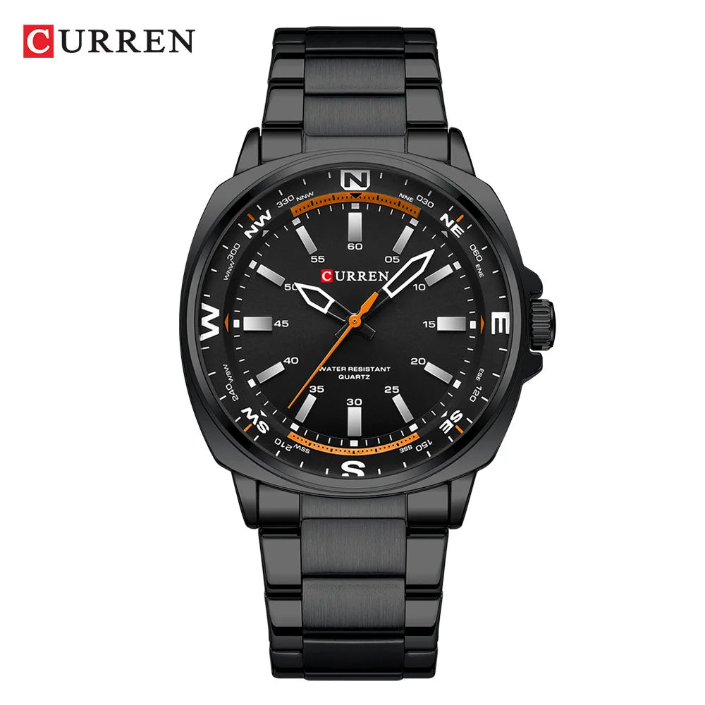 CURREN 8455 Casual Men's Quartz Watch Brand Sports Fashion Waterproof Stainless Steel Strap Creative Male Clock Business Watches