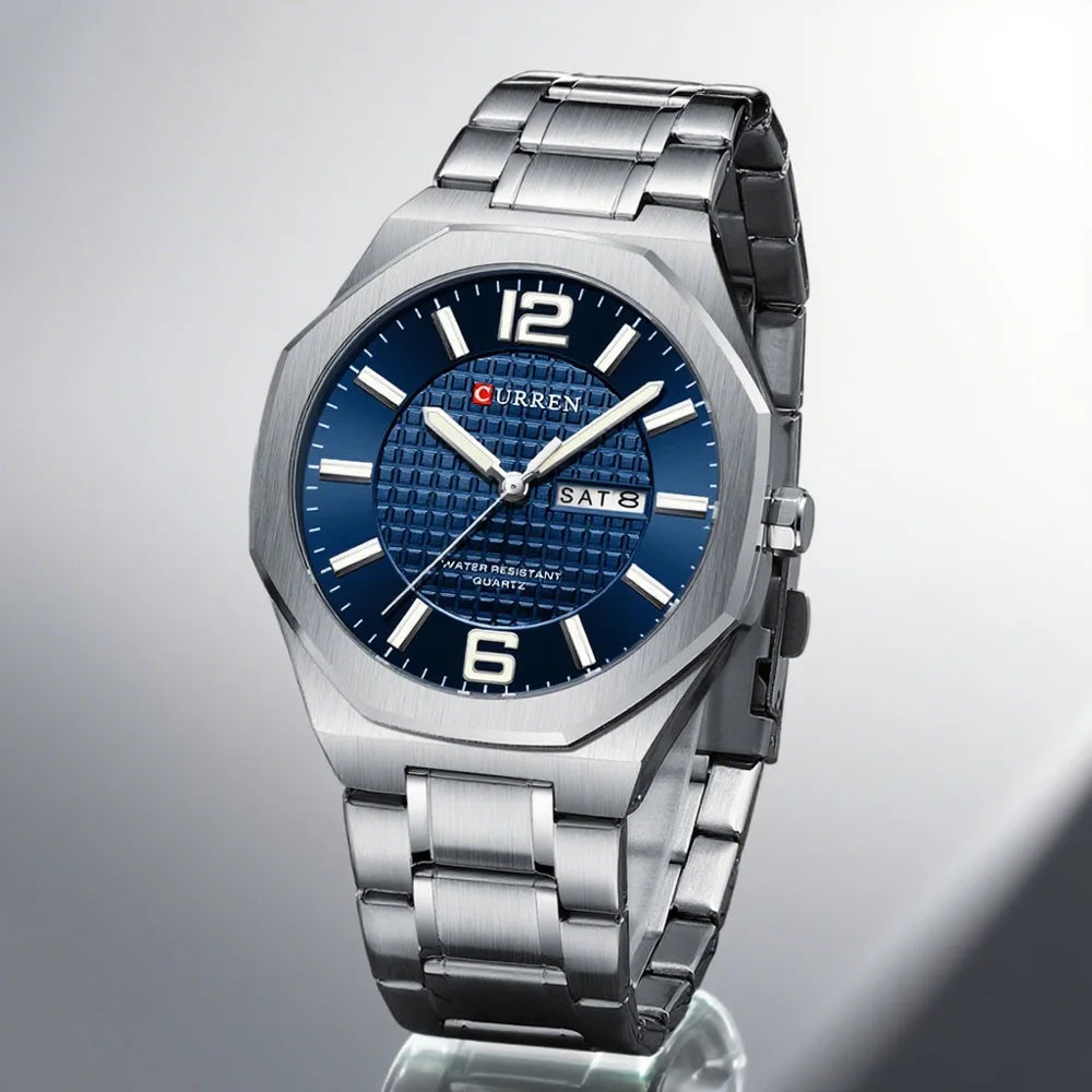 CURREN 8476 Fashion Minimalist Men's Quartz Watches Stainless Steel Band Casual Business Day-Date Dial Luminous Hands Wristwatches