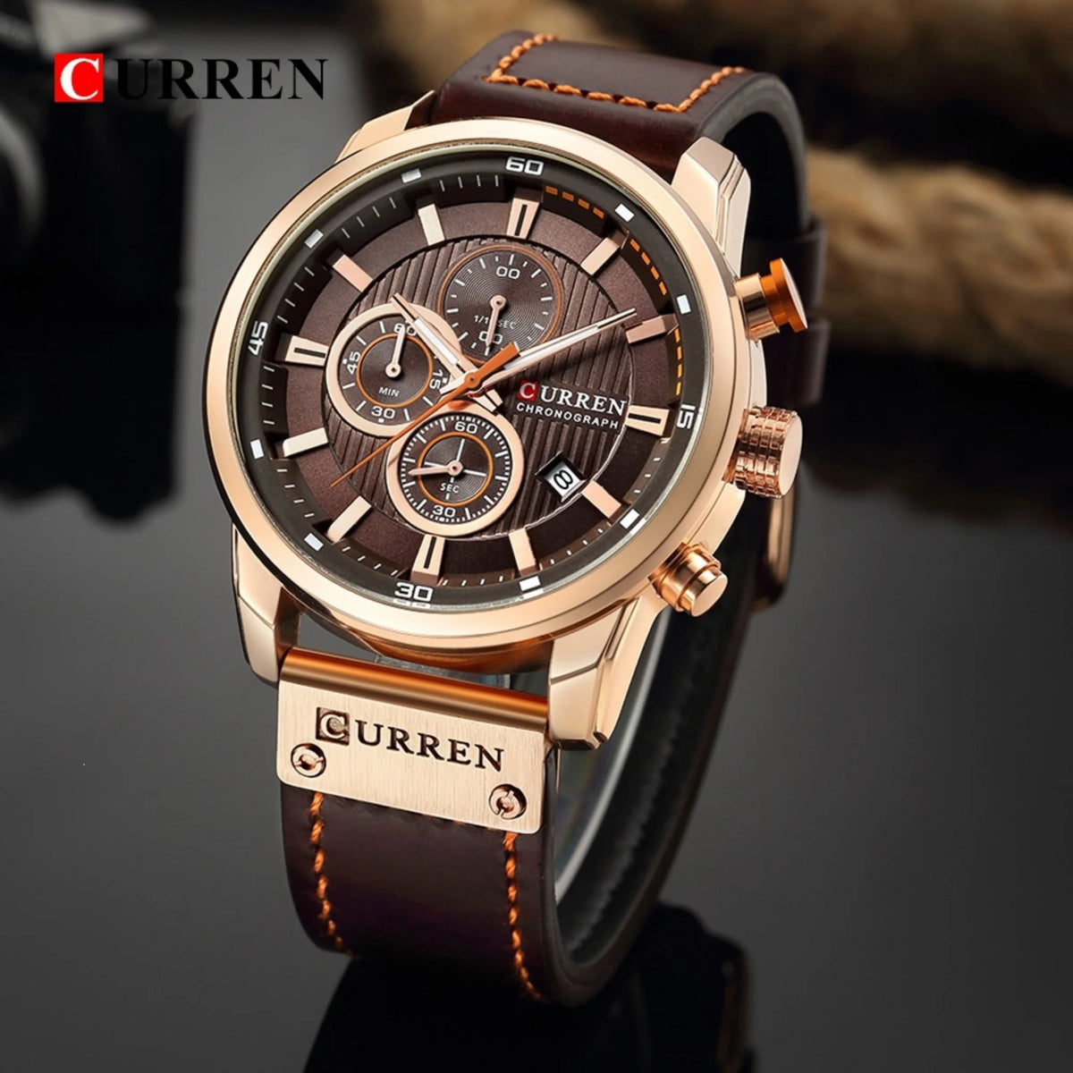 Curren Business Watch — Leather Strap, Calendar Function