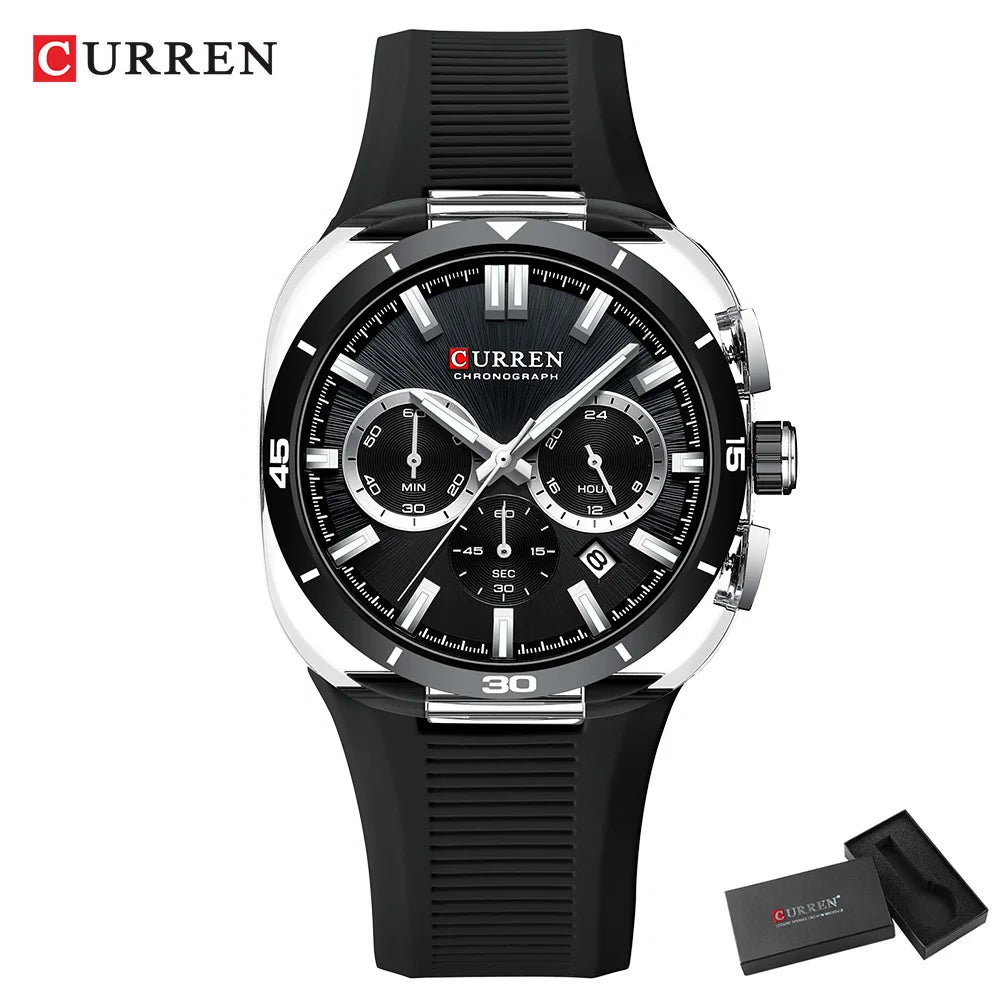 Curren 8502 Sport Chronograph - Silver Black