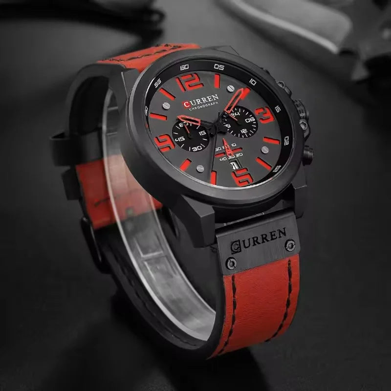 Curren 8314 Men Casual Chronograph Sport Military Calendar Quartz Wrist Watch for Man Business Leather Waterproof Male Clock