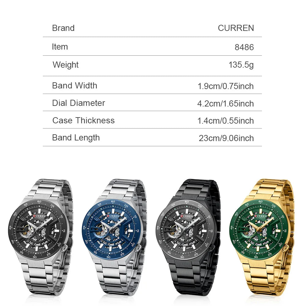 Curren 8486 Skeleton Automatic Watch - specifications