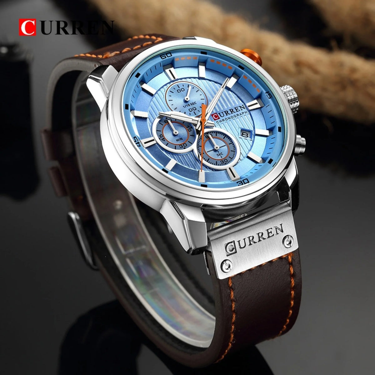 Curren Business Watch — Leather Strap, Calendar Function