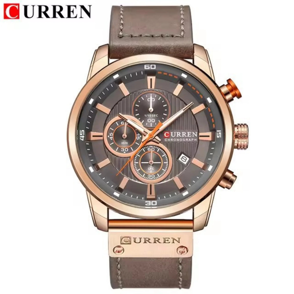 Curren Business Watch — Leather Strap, Calendar Function