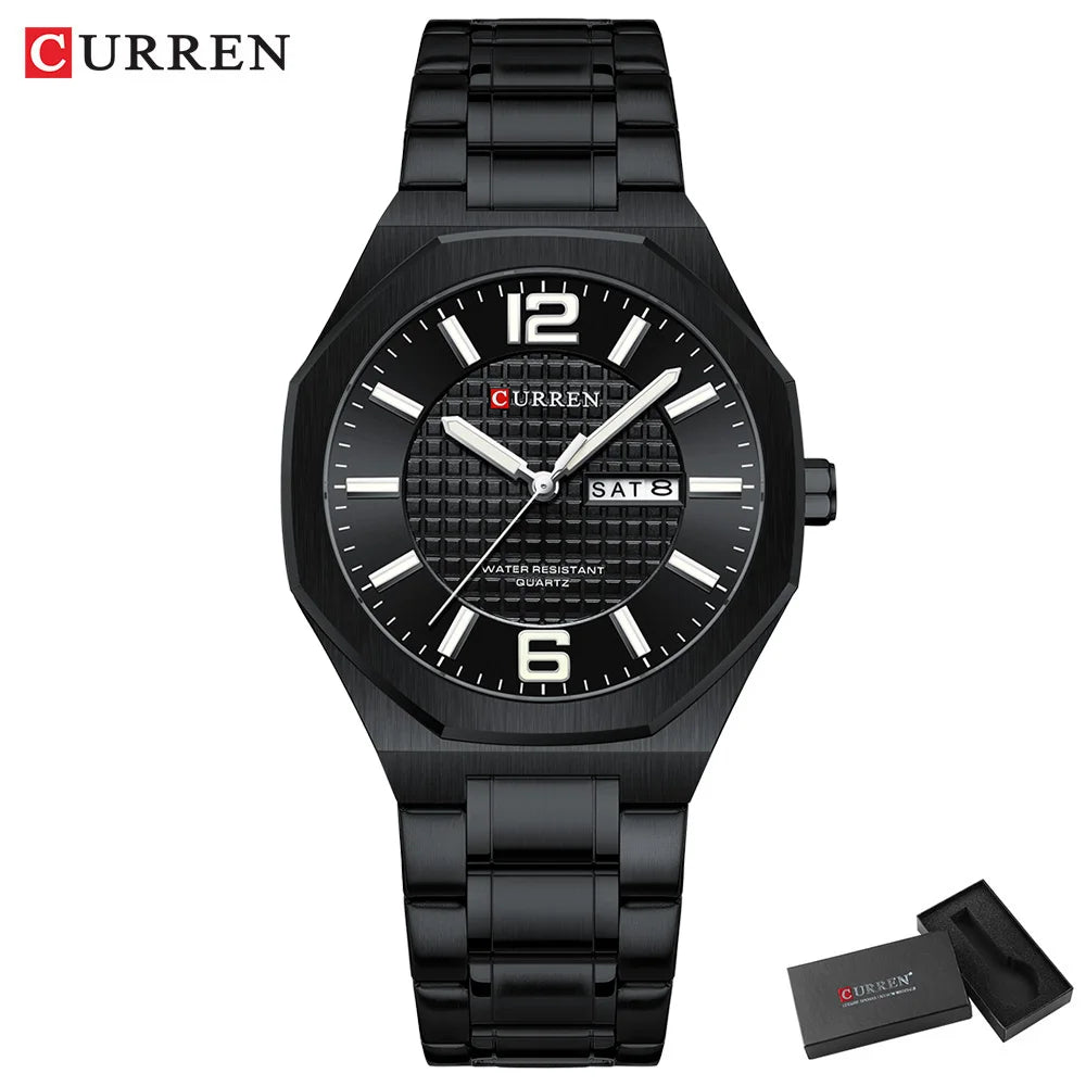 CURREN 8476 Fashion Minimalist Men's Quartz Watches Stainless Steel Band Casual Business Day-Date Dial Luminous Hands Wristwatches