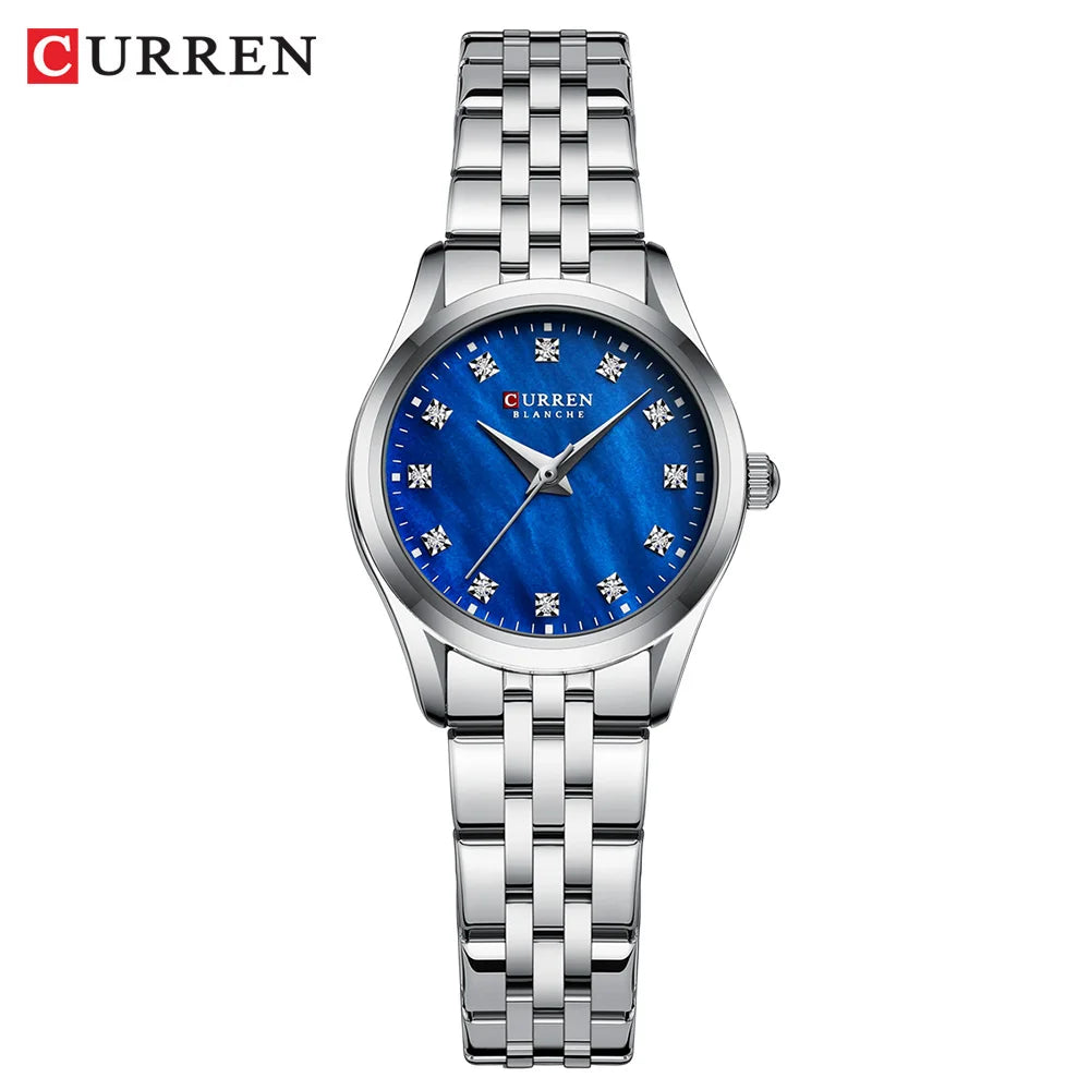 Curren Rhinestone Shell-Dial Watch — Two-Tone Steel, Women's
