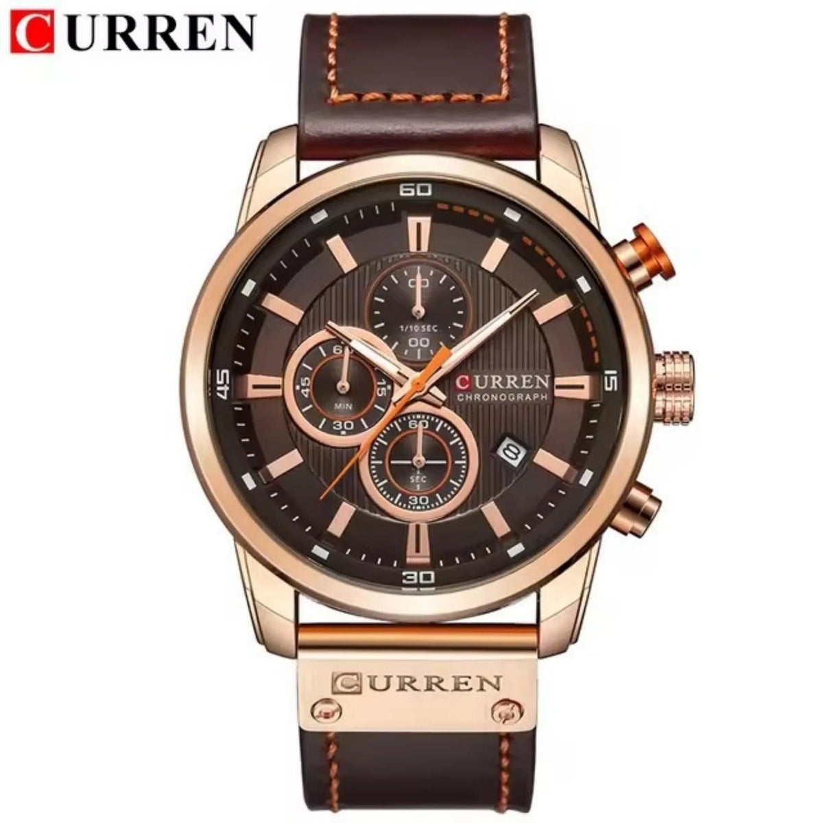 Curren Business Watch — Leather Strap, Calendar Function