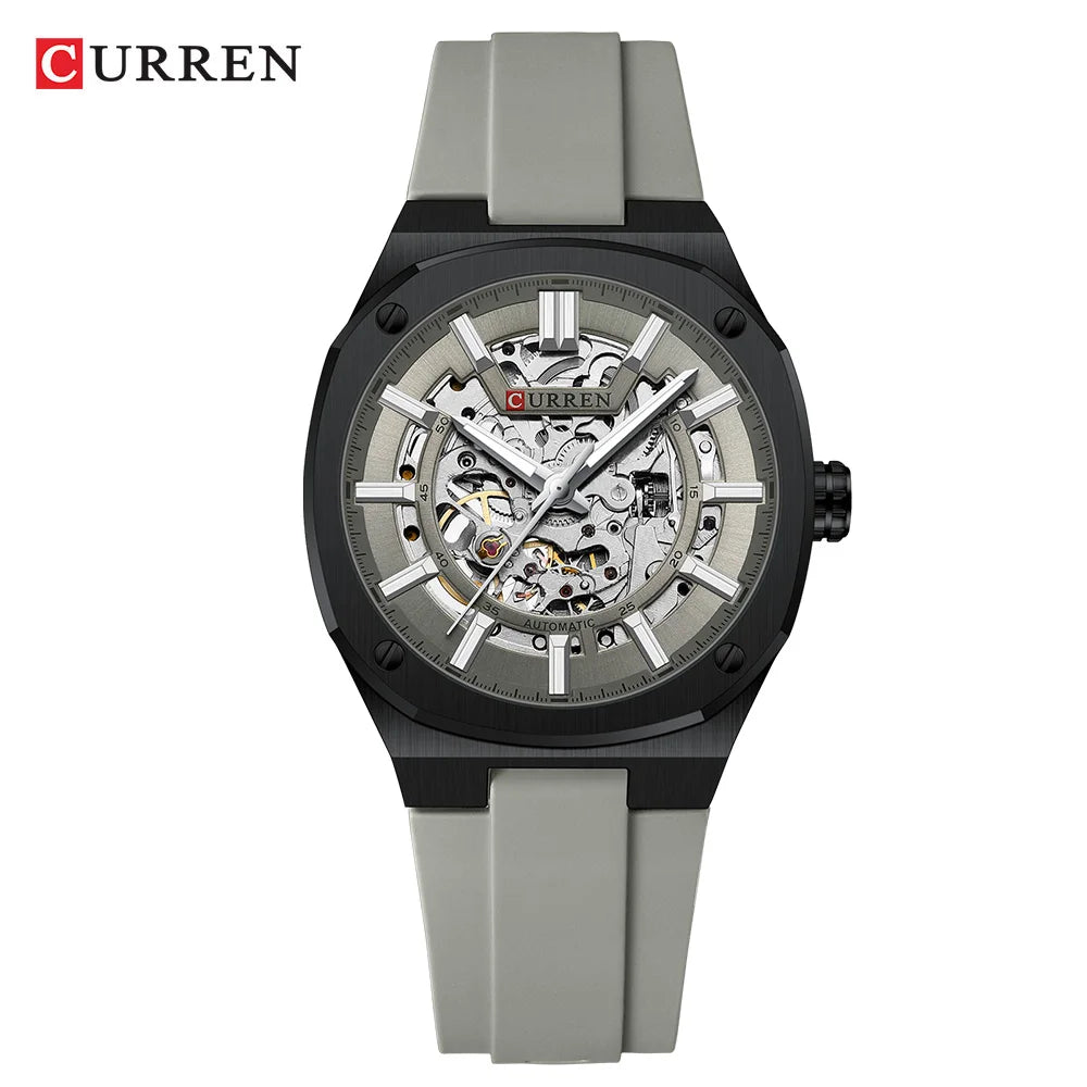 Curren Skeleton Automatic Watch - Gray