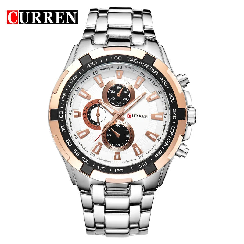 Curren Top Brand Tachymeter Chronograph - Silver Gold