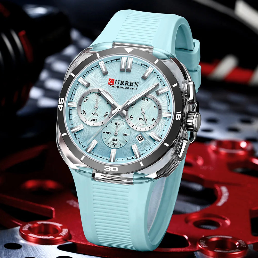 Curren 8502 Sport Chronograph - Mint Blue lifestyle
