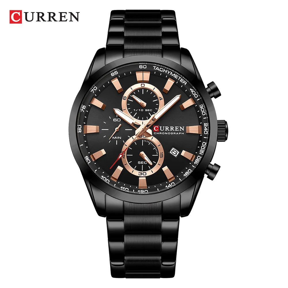Curren Quartz Chrono Sport Watch - Black