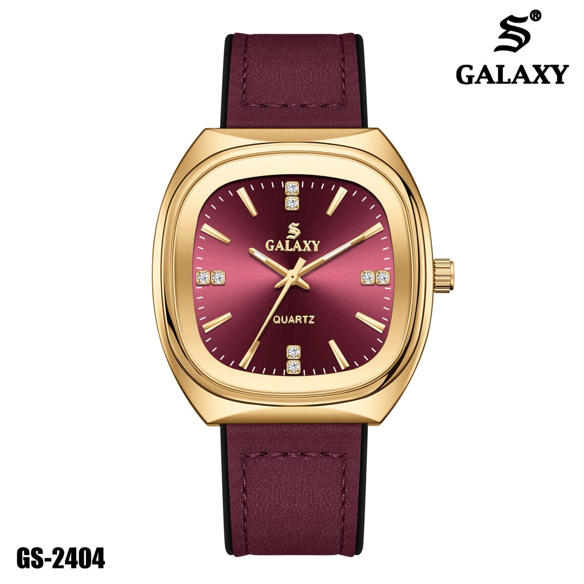 S Galaxy GS-2404 men's watch - Gold Burgundy