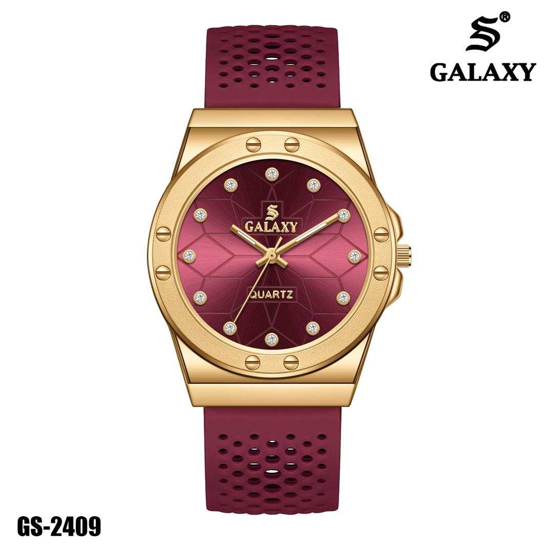 S Galaxy GS-2409 unisex watch - Gold Maroon