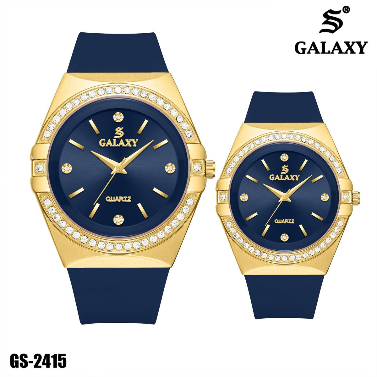S Galaxy GS-2415 couple watch set - Blue Gold