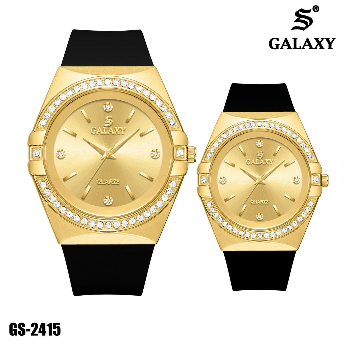 S Galaxy GS-2415 couple watch set - Full Gold