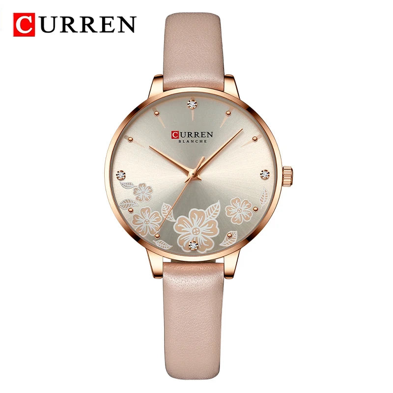 CURREN Top Brand Luxury Ladies Watches Casual Leather Clock Ultra Thin Waterproof Quartz Watch Women Fashion Bracelet Wristwatch