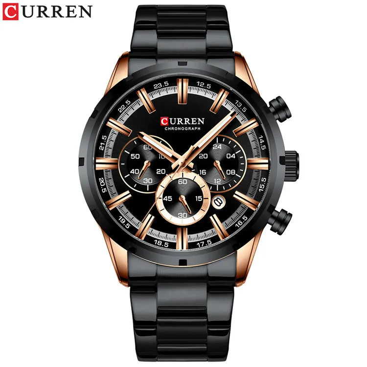 Curren 8355 Blue Dial Chronograph - Black