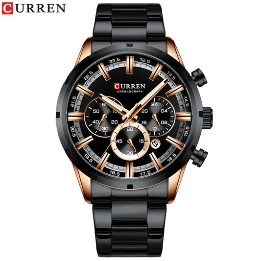 Curren 8355 Blue Dial Chronograph - Black