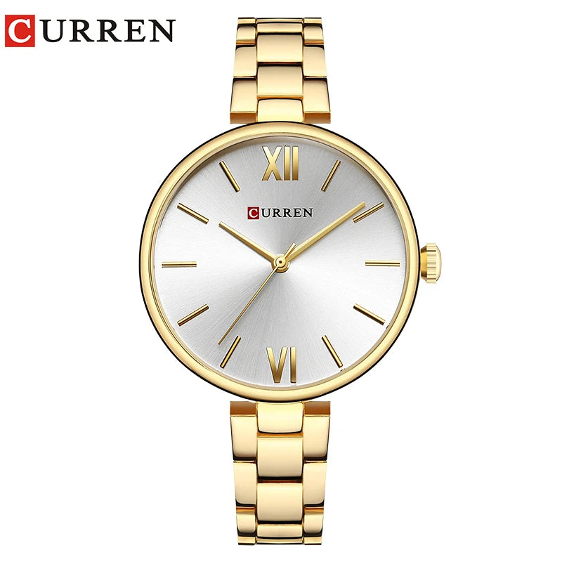 Curren Minimalist Roman Numeral Watch - Gold White