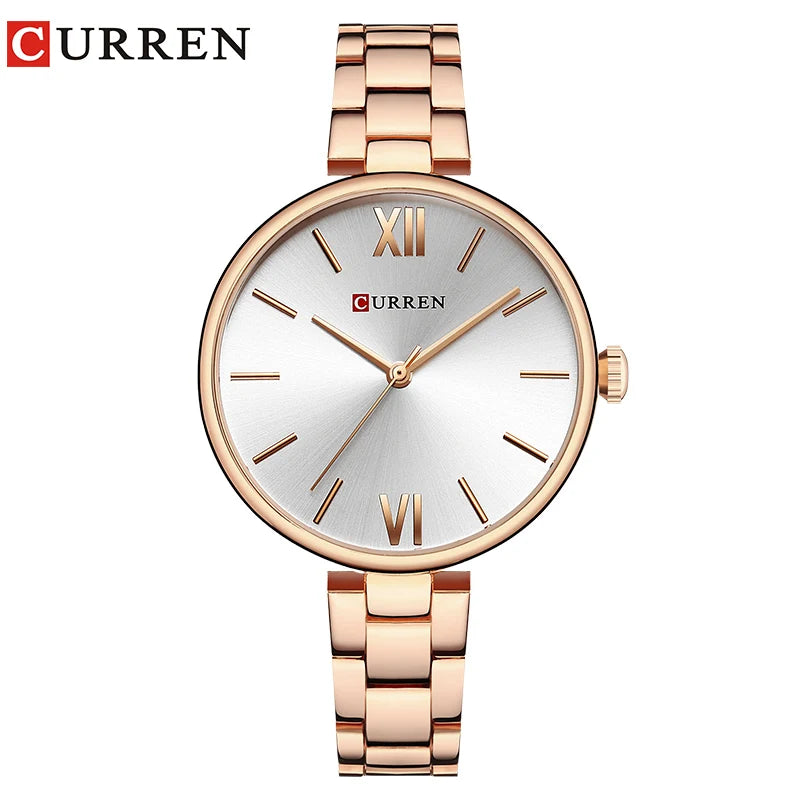 Curren Minimalist Roman Numeral Watch - Rose White