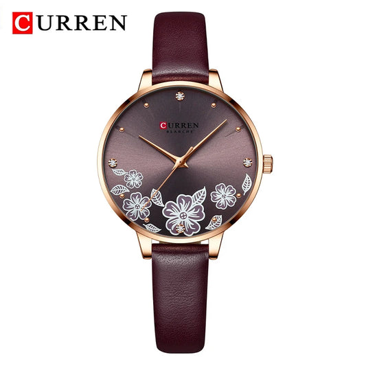 CURREN Top Brand Luxury Ladies Watches Casual Leather Clock Ultra Thin Waterproof Quartz Watch Women Fashion Bracelet Wristwatch